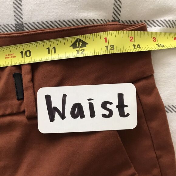 Zara Brown Cropped Cotton Straight Leg Trousers Casual Work Pants - S - Picture 6 of 9